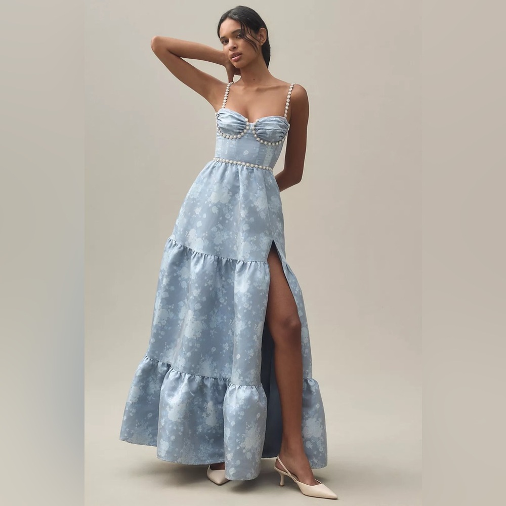 V. Chapman Lucetta Corset Tiered Maxi Dress
